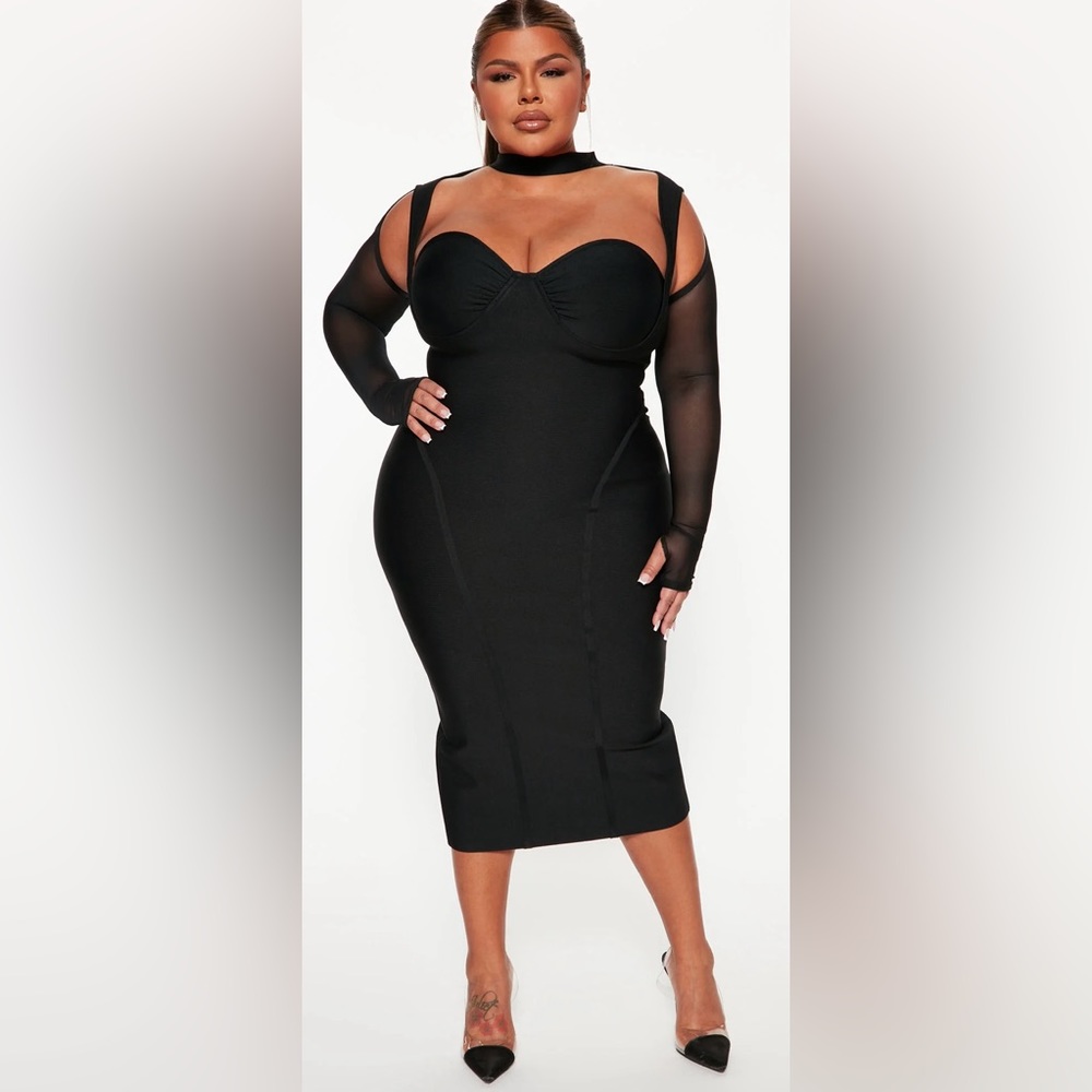 Fashion Nova Sexy Black Bodycon Dress